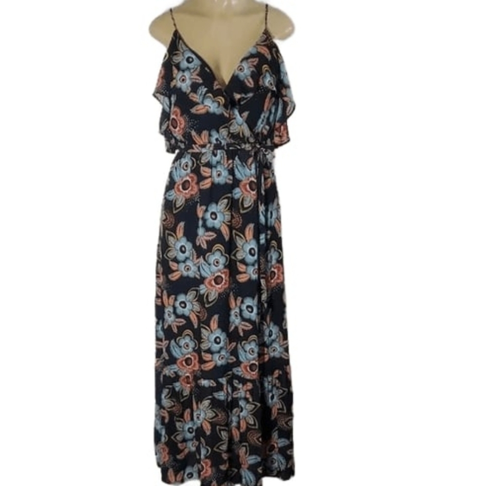 New WT Loft Floral Cold Shoulder Floral Maxi Dress with Ruffle Detail Size S